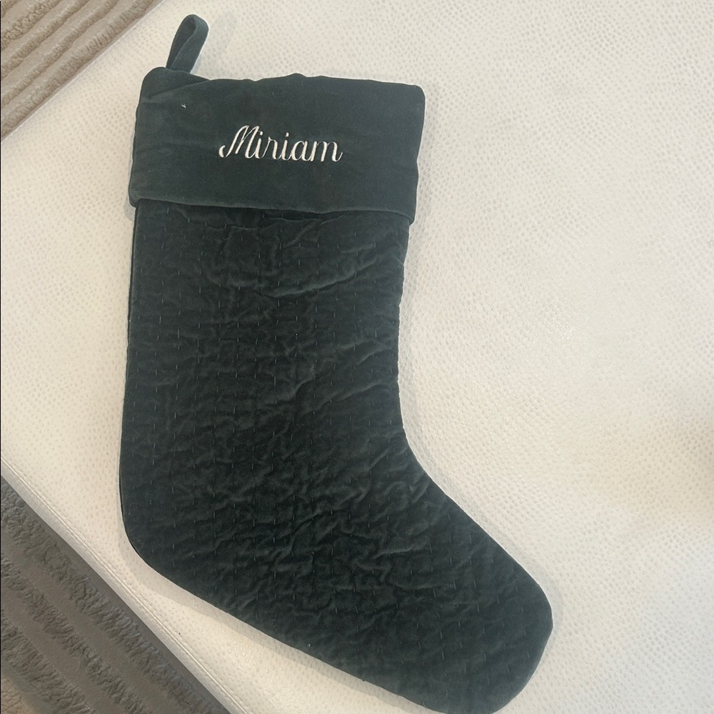 Green Velvet Christmas Stocking - Miriam